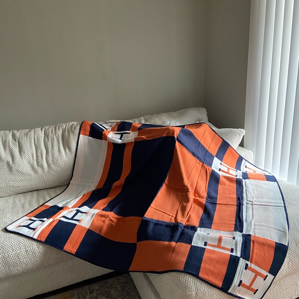 Hermès New blue/orange and white blanket